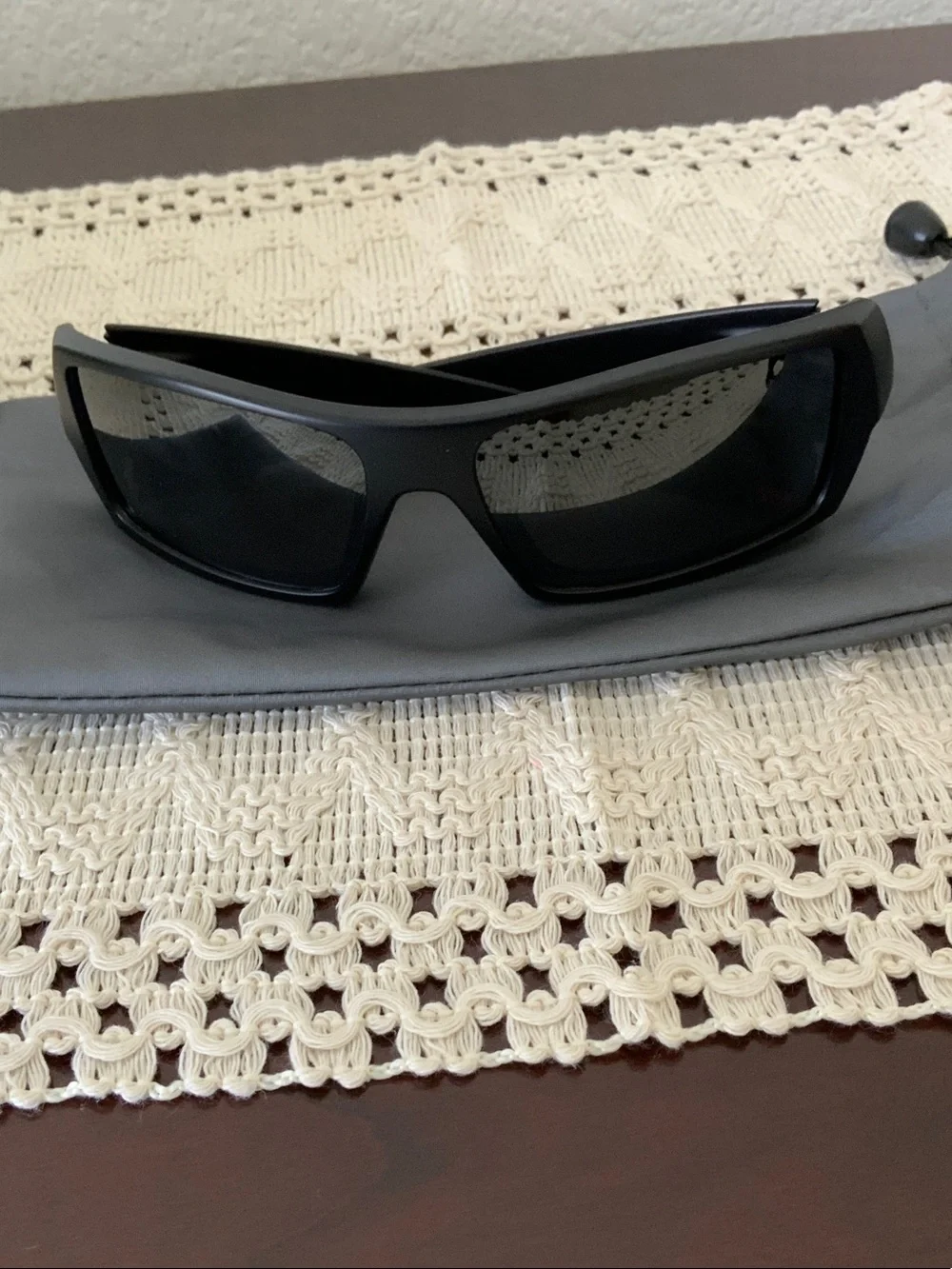 Oakley Matte Black Polarized Wrap Sunglasses